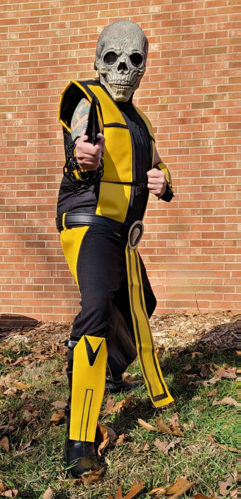 Scorpion Mortal Kombat Cosplay Costume Suit with Vest Handcrafted by Ox and Bulls