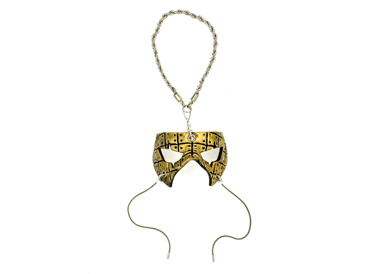 Grid Leather Mini Mask – Handcrafted Charm for Rearview Mirrors, Handbags, Lanyards, Party Favors & More