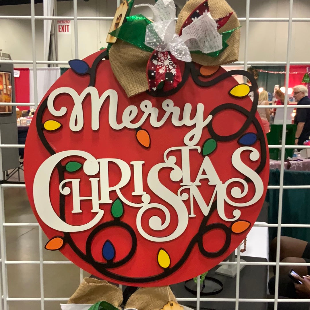 Merry Christmas Lights Door Hanger - Finished