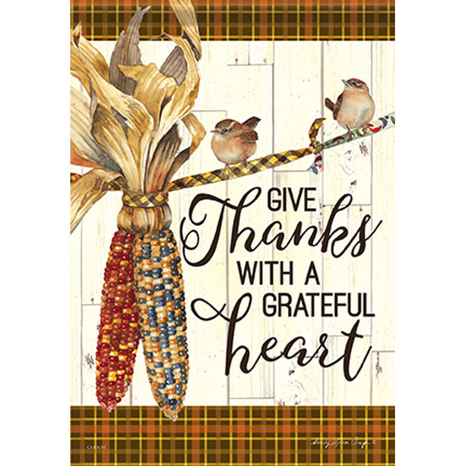 Indian Corn - Give Thanks - Flag - 28" x 40"