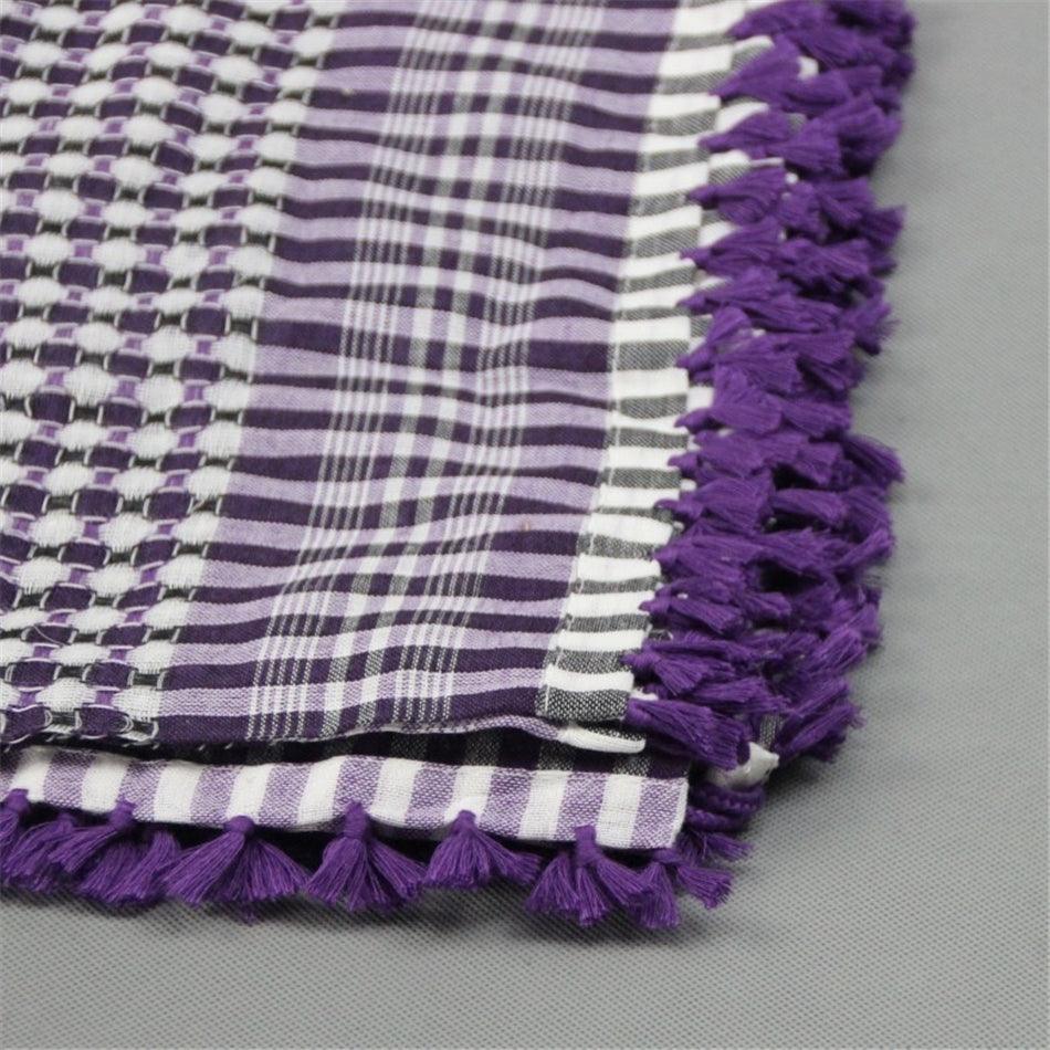 Islamic Men Traditional Costumes Men Plaid Hat Head Scarf Turban Muslim Hijabs Ramadan Pray Caps Unisex Scarves Tassel Desert Arab Keffiyeh Shawl Scarf Military Shemagh Tactical Desert Keffiyeh Head Neck Scarf Arab Wrap with Tassel