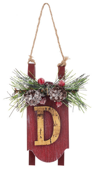 Monogram Sled Ornament -