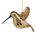 Gold Etched Glass Hummingbird Ornament - Golden