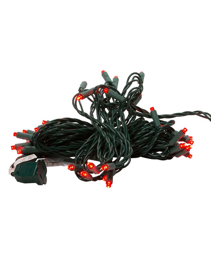 50-Light 5mm Red LED Green Wire Light Set