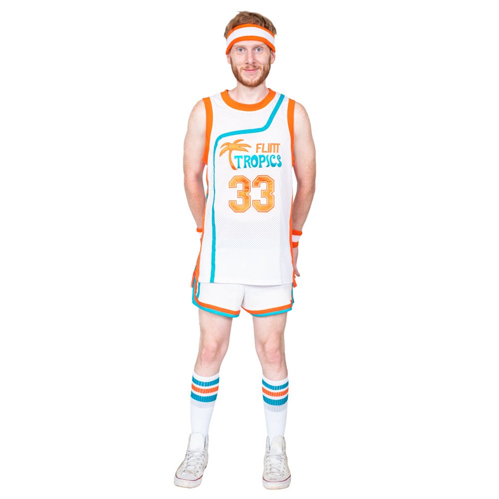 Jackie Moon Basketball Player Flint Tropics #33 Jersey and Shorts Halloween Costume Cosplay