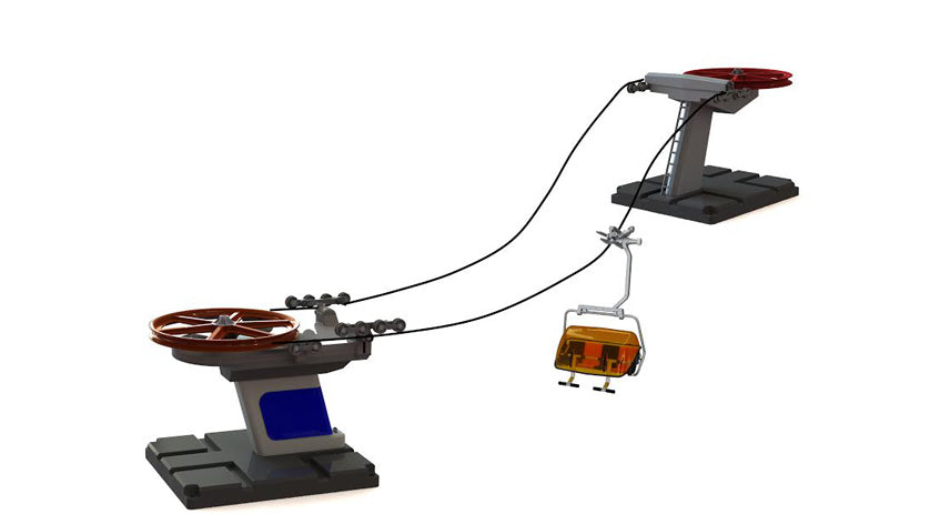 Basic Ski Lift - Black and Red - Base Mount - Includes 4-seater Chair
