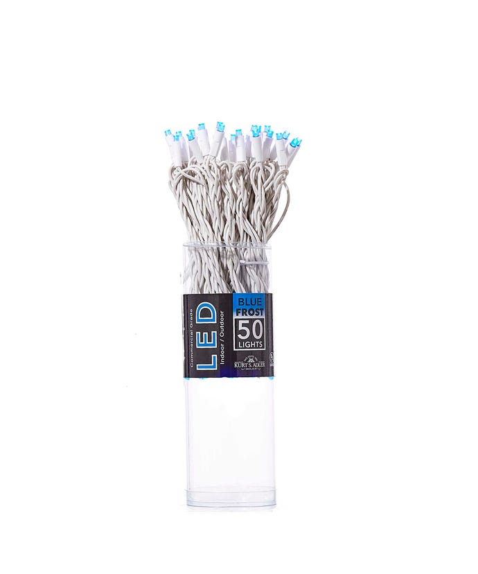 50-Light 5mm Blue Frosted LED White Wire Light Set