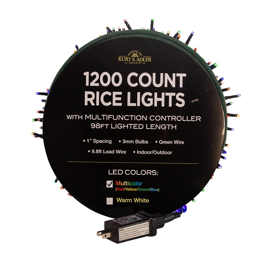 1200-Light Multicolored LED Rice Light Set - 98 Feet