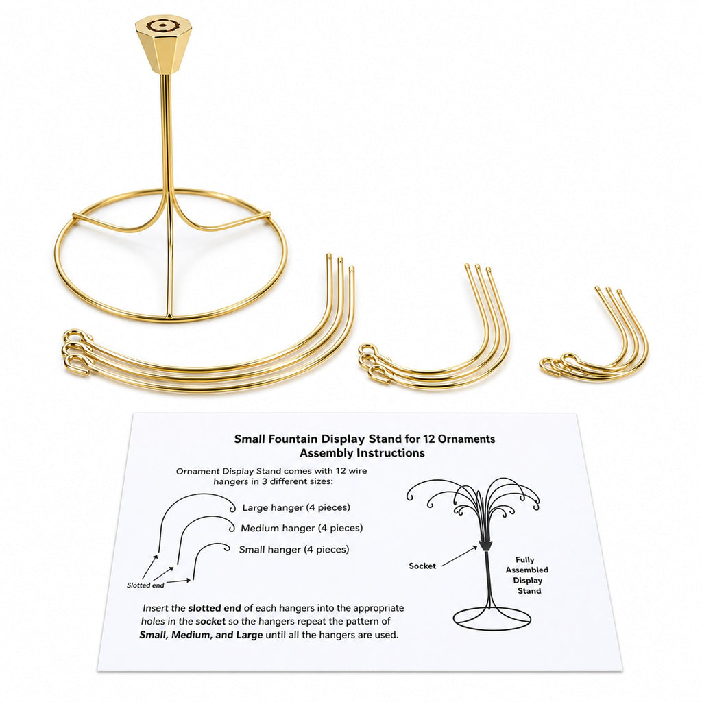 12-Arm Spiral Fountain Brass Gold Metal Ornament Stand Display 11.5 Inches