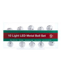 10-Light Silver Bell With Warm White LED Light Set