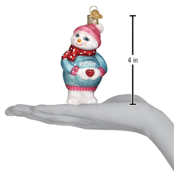 Expectant Snowlady Glass Ornament