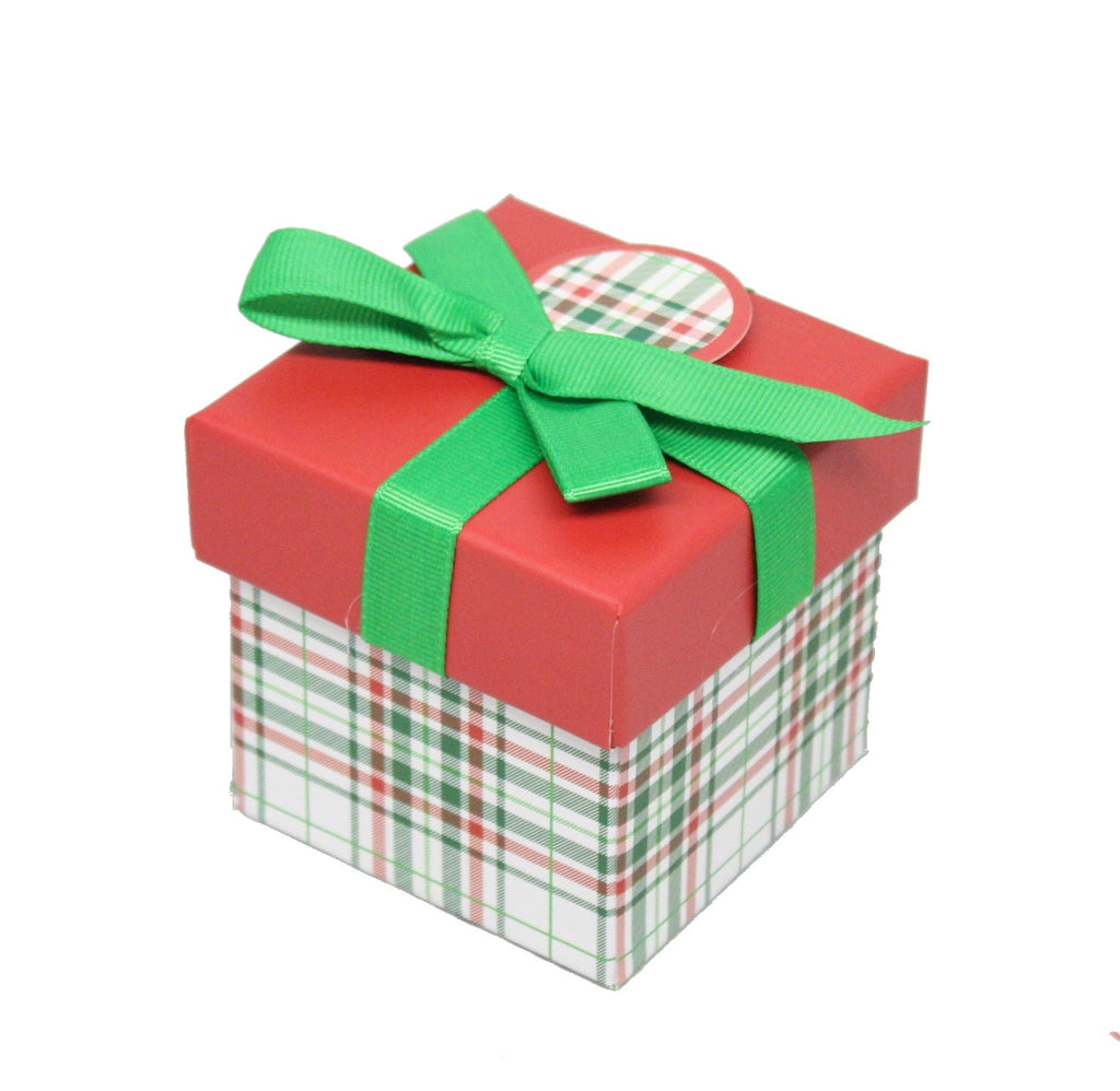 Gift Box Cube for Gift Cards - 3" x 3" - Christmas Plaid