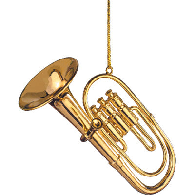 Gold Brass Tuba Ornament - 3 Inch