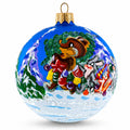 Bear with Rabbit and Fox Glass Ball Ornament 3.25 Inches