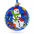 Festive Snowman with Gifts Glass Ball Christmas Ornament 4 Inches