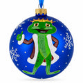 The Frog King Crowned in Splendor Hand-Glass Ball Christmas Ornament 3.25 Inches