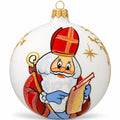 St. Nicholas Reviewing Gift List Glass Ball Christmas Ornament 4 Inches