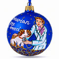 Veterinarian with Puppy Glass Ball Christmas Ornament 3.25 Inches