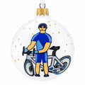 Bicycle Rider Glass Ball Christmas Ornament 3.25 Inches
