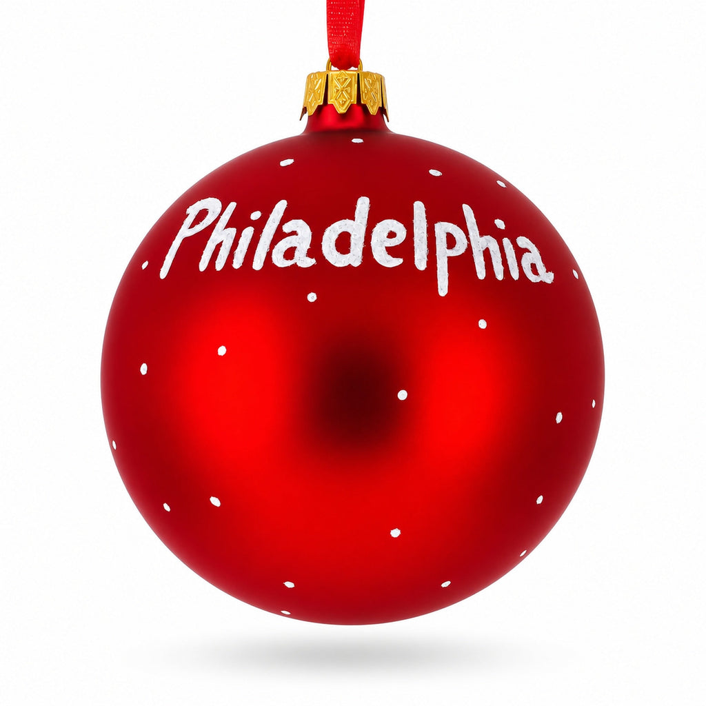 Philadelphia, Pennsylvania Glass Ball Christmas Ornament 4 Inches
