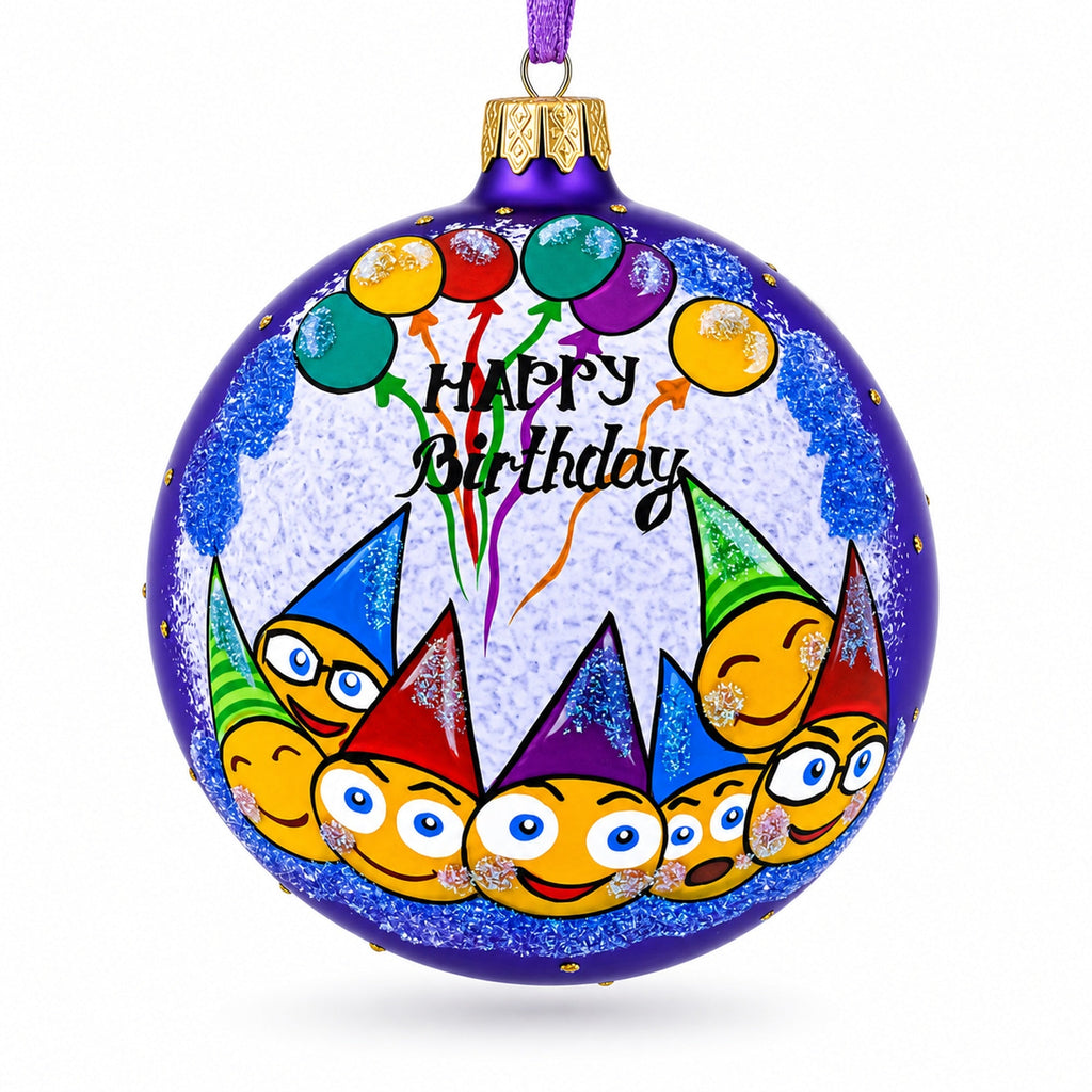 Happy Birthday Glass Ornament 4 Inches