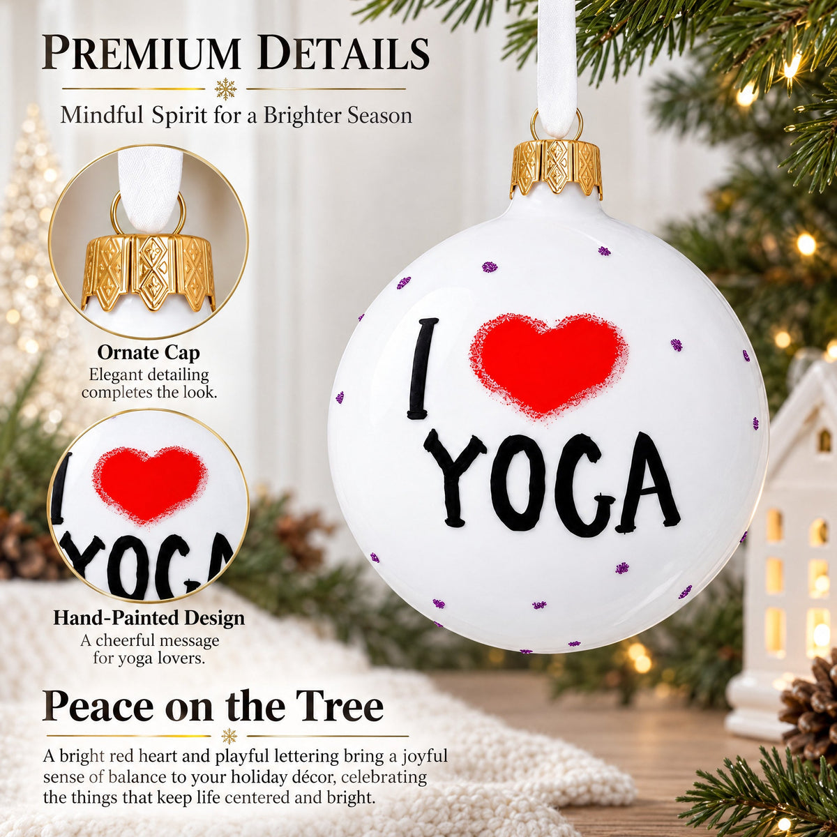 Yoga Glass Ball Ornament 3.25 Inches