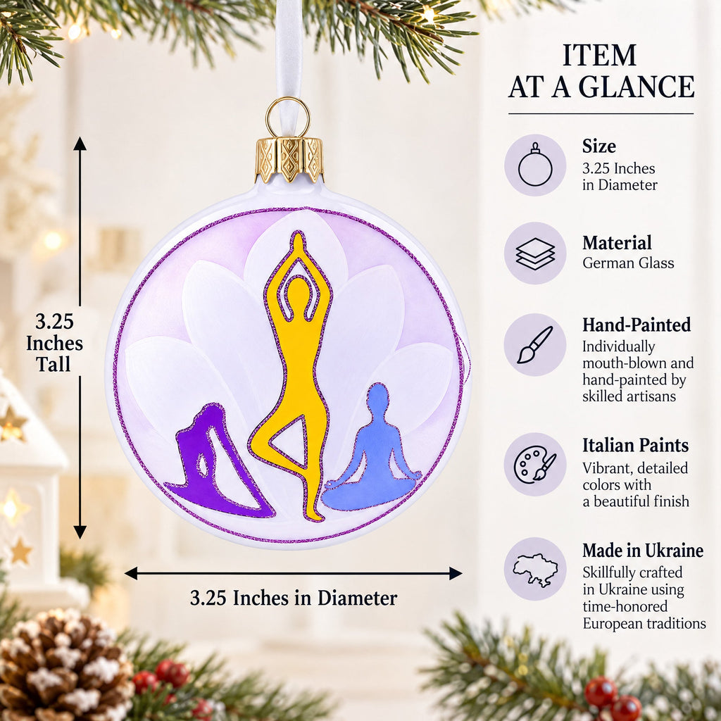 Yoga Glass Ball Ornament 3.25 Inches