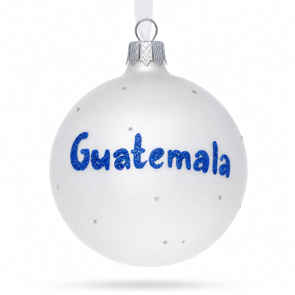 Flag of Guatemala Glass Ball Christmas Ornament 3.25 Inches