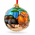 Bear and Bull on Wall Street Glass Ball Christmas Ornament 4 Inches