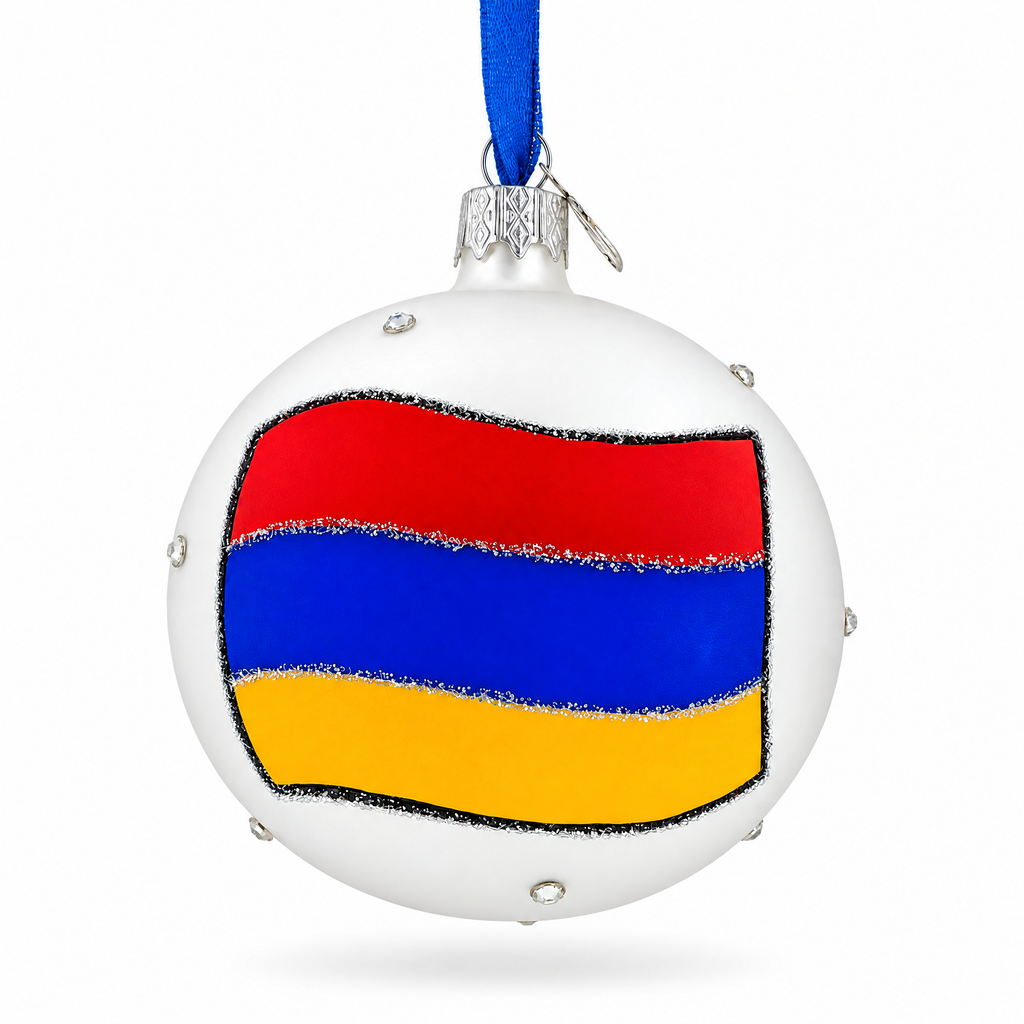 Flag of Armenia Glass Ball Christmas Ornament 3.25 Inches