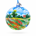 Wild Poppies Painting Glass Ball Christmas Ornament 4 Inches
