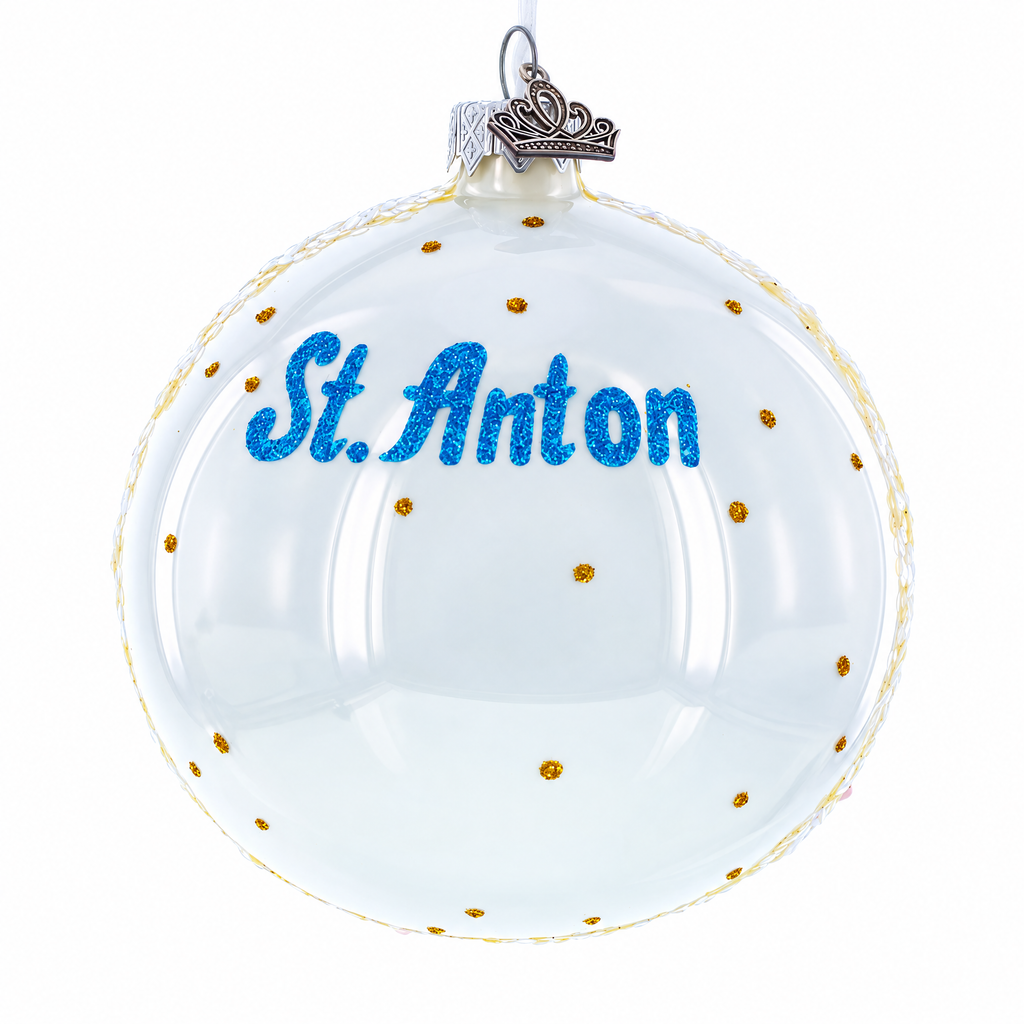 St. Anton Ski Resort, Austria Glass Ball Christmas Ornament 4 Inches
