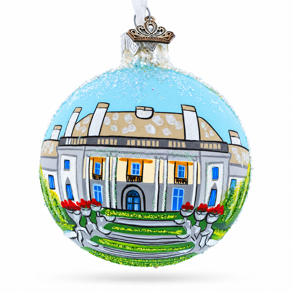 Nemours Estate, Wilmington, Delaware Glass Ball Christmas Ornament 3.25 Inches