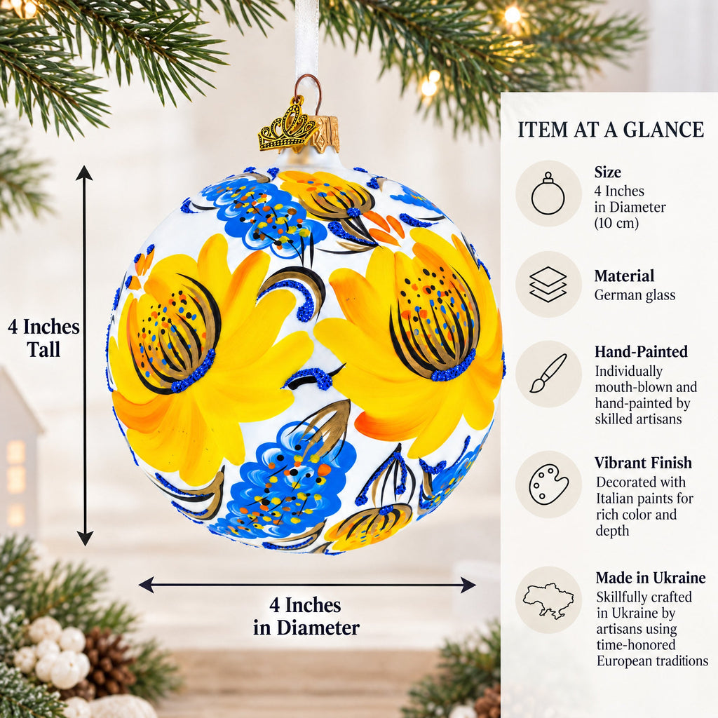 Yellow Adonis Flowers Glass Ball Ornament