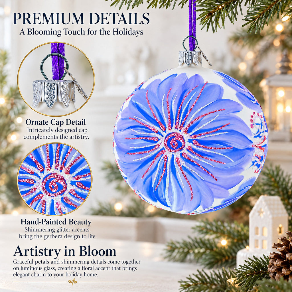 Gerbera Flowers Glass Ball Ornament