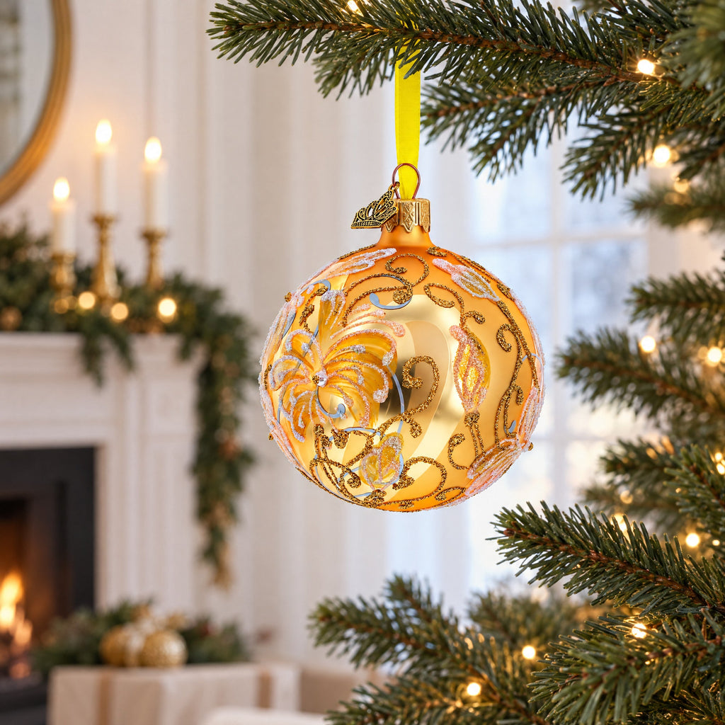 White Lilies Glass Ball Ornament
