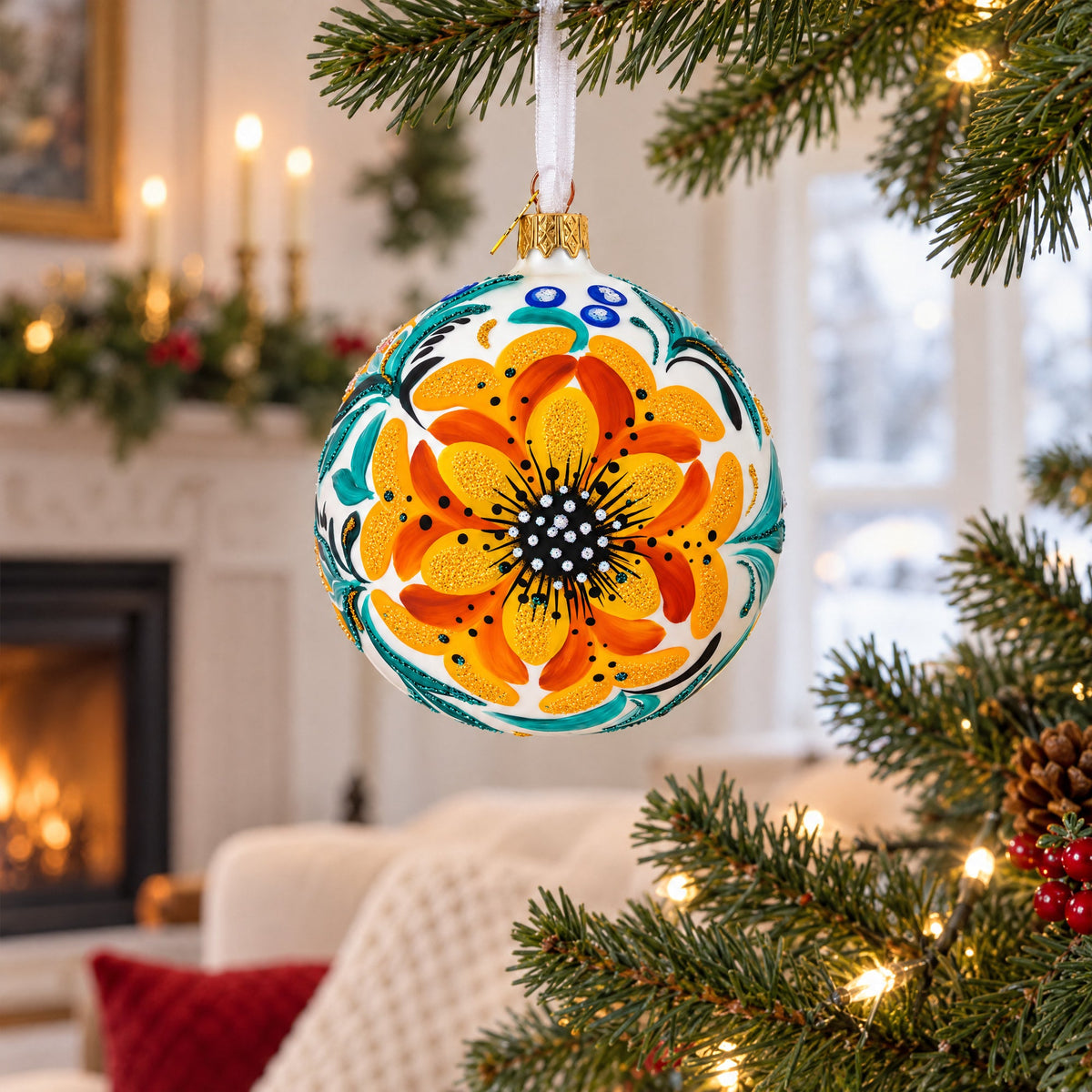 Heliopsis Flowers Glass Ball Ornament