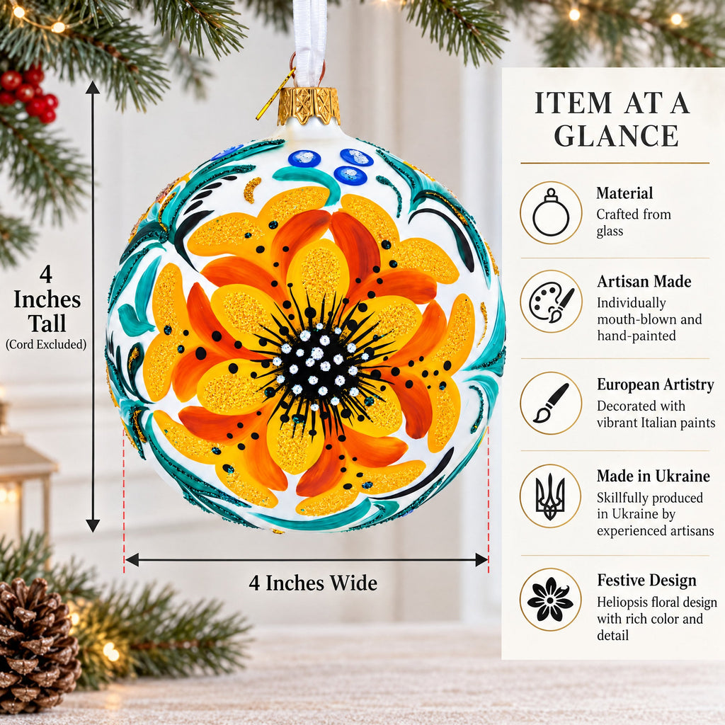Heliopsis Flowers Glass Ball Ornament