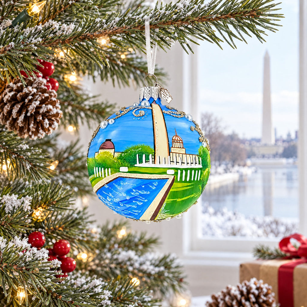 National Mall, Washington DC Glass Ball Christmas Ornament