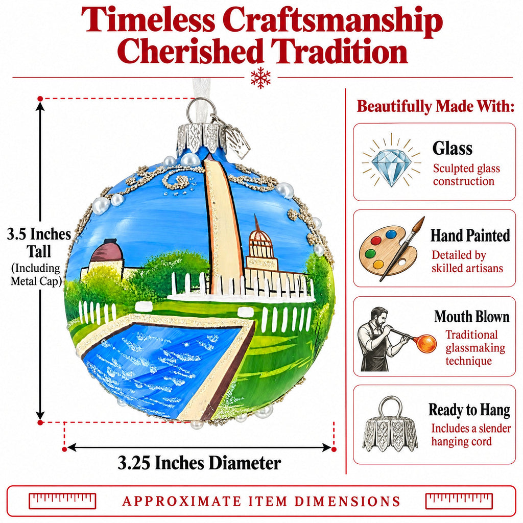 National Mall, Washington DC Glass Ball Christmas Ornament