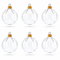 Set of 6 Clear Glass Ball Christmas Ornaments 2.4 Inches