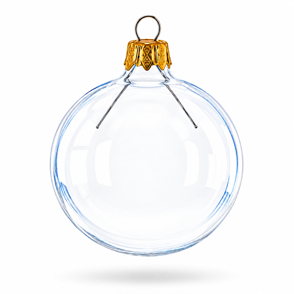 Set of 6 Clear Glass Ball Christmas Ornaments 2.4 Inches