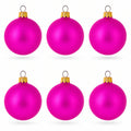 Set of 6 Matte Pink Glass Ball Christmas Ornaments 2.4 Inches