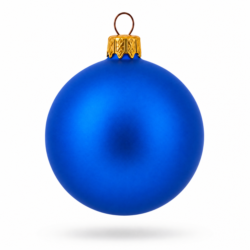 Set of 6 Matte Blue Glass Ball Christmas Ornaments 2.4 Inches