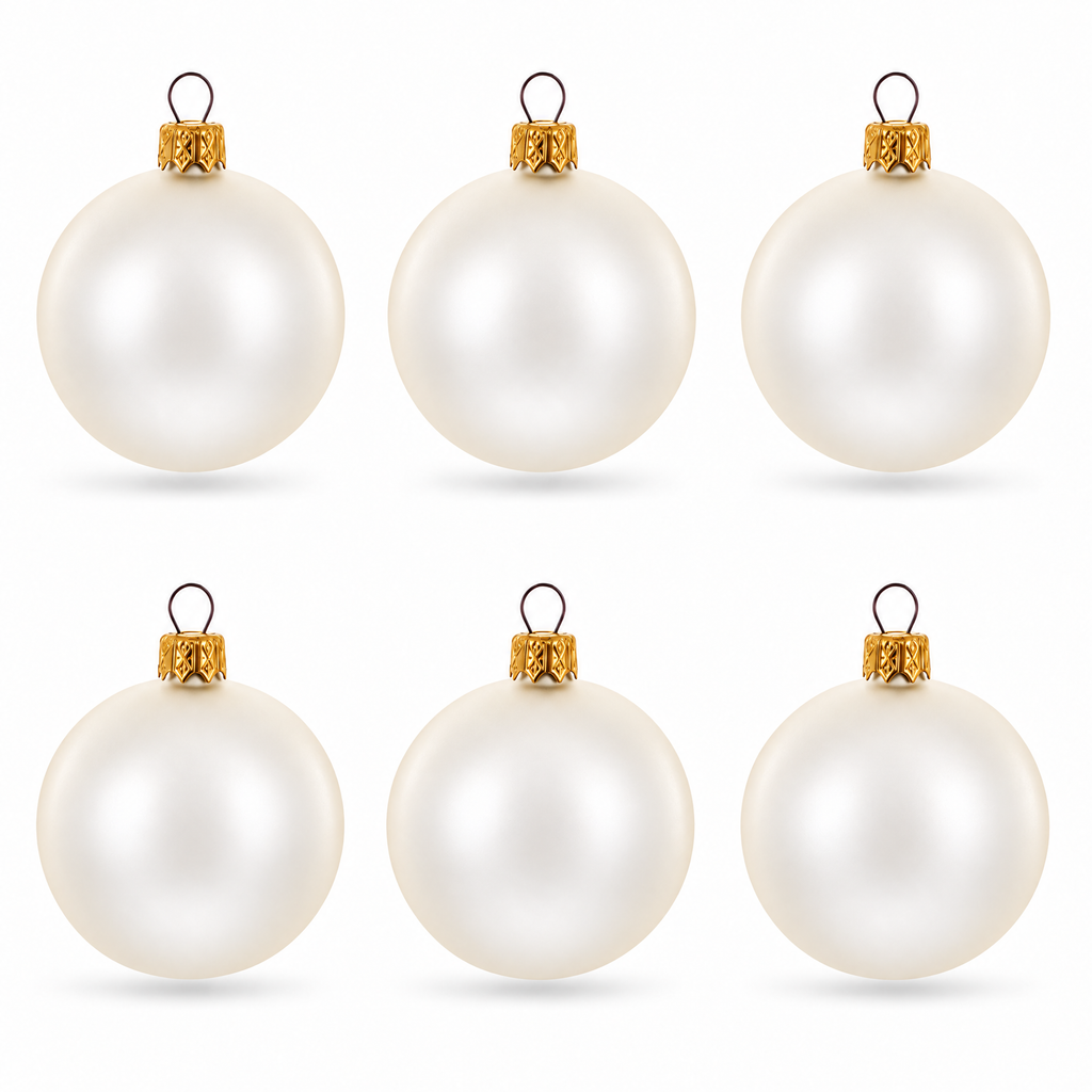 Set of 6 Matte Golden Beige Glass Ball Christmas Ornaments 2.4 Inches