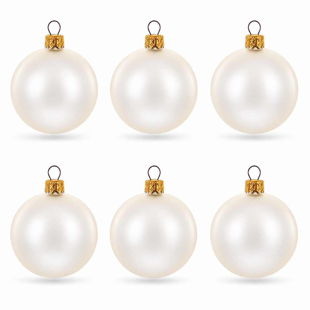 Set of 6 Matte Golden Beige Glass Ball Christmas Ornaments 2.4 Inches