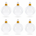 Set of 6 Glossy White Glass Ball Christmas Ornaments 2.4 Inches