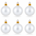 Set of 6 Matte White Glass Ball Christmas Ornaments 2.4 Inches