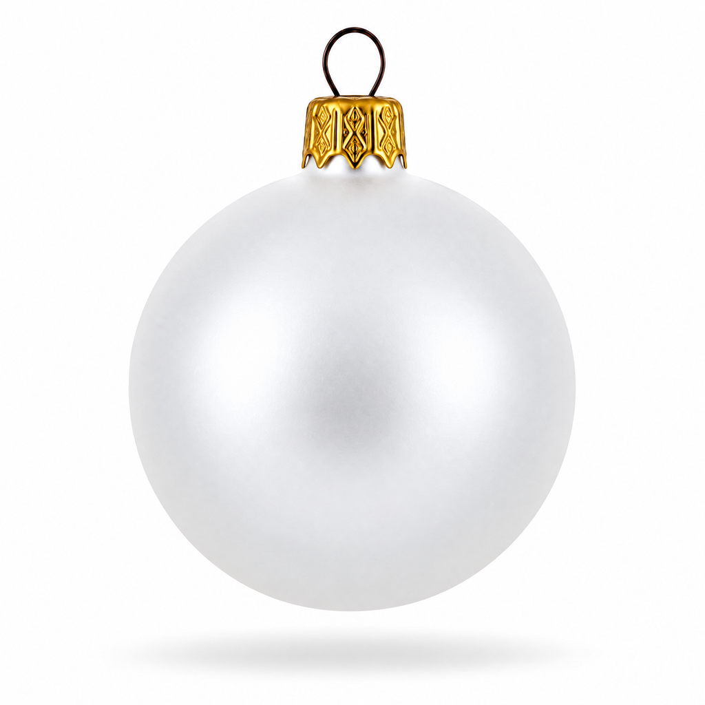 Set of 6 Matte White Glass Ball Christmas Ornaments 2.4 Inches
