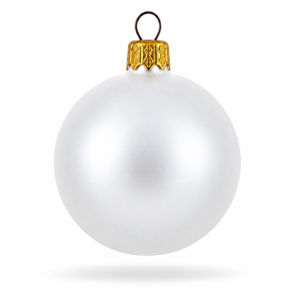 Set of 6 Matte White Glass Ball Christmas Ornaments 2.4 Inches